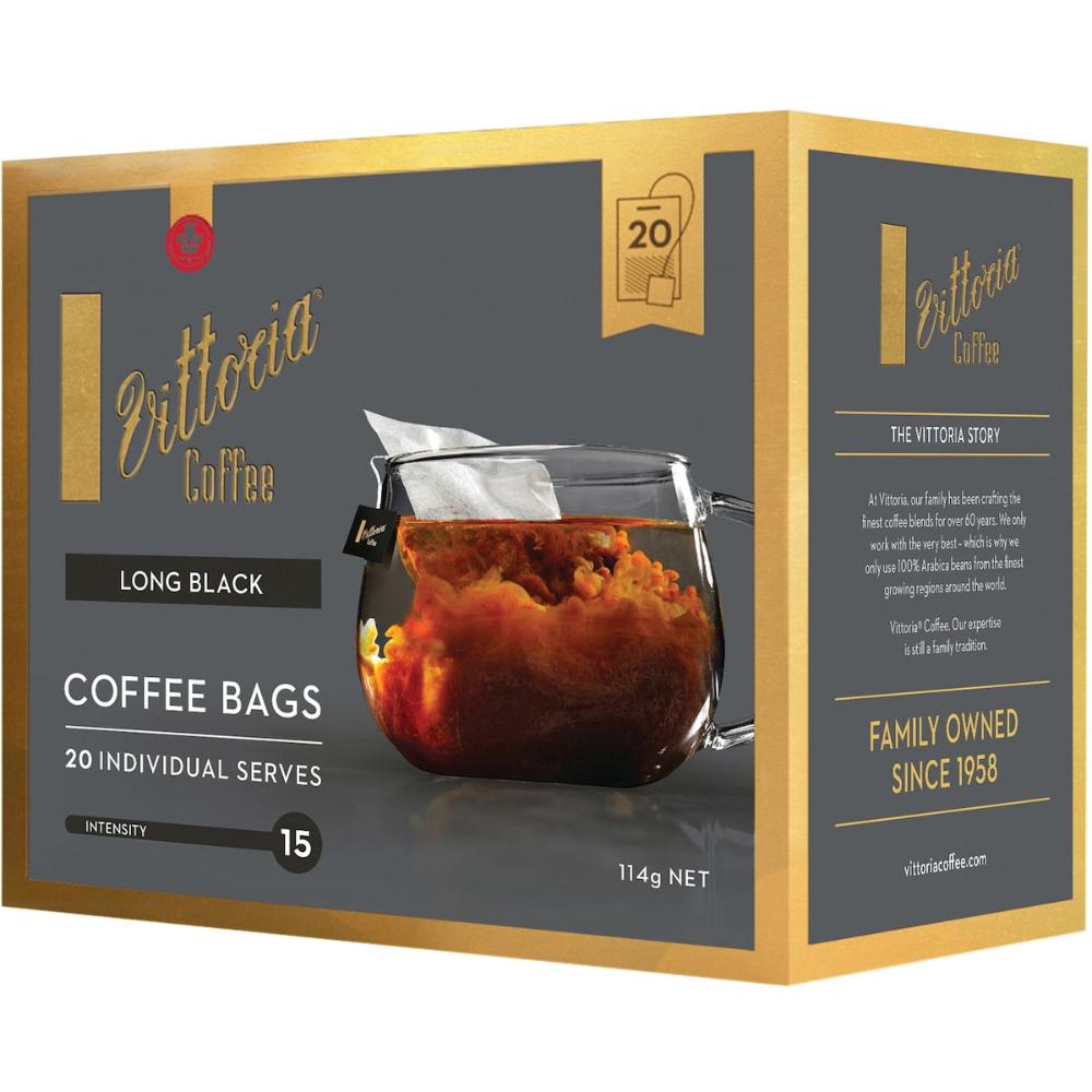 Vittoria Coffee Bags Long Black 60 Pack