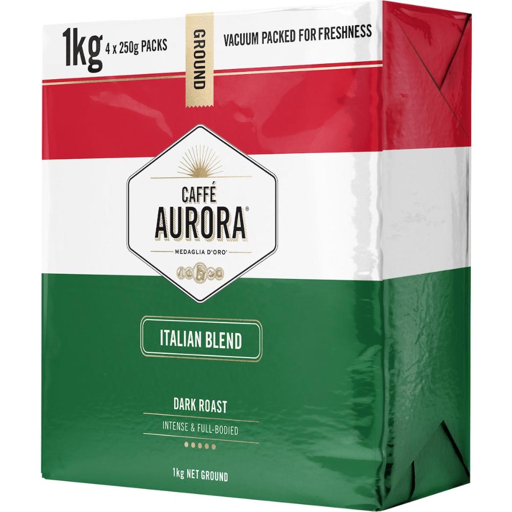 2 x Caffe Aurora Ground Coffee Italian Blend 1kg