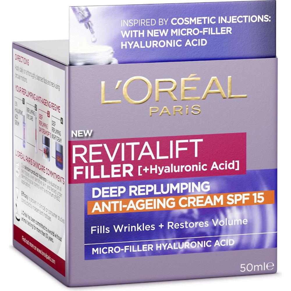 2 x L'oreal Paris Revitalift Filler Anti Ageing Spf15 Cream 50ml