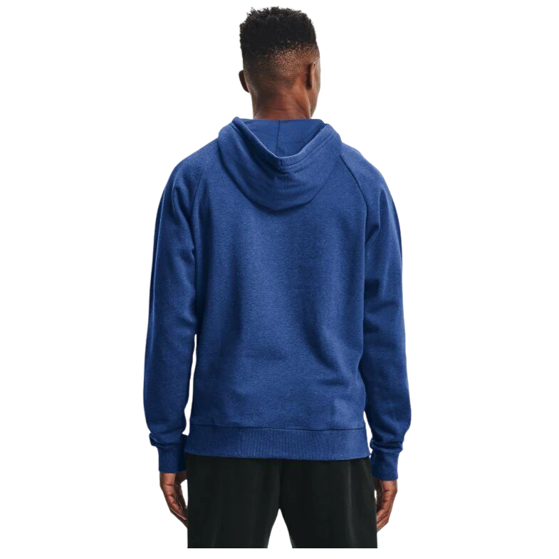 Mens Under Armour Ua Rival Fleece Big Logo Hoodie Sweatshirt Blue / Heather