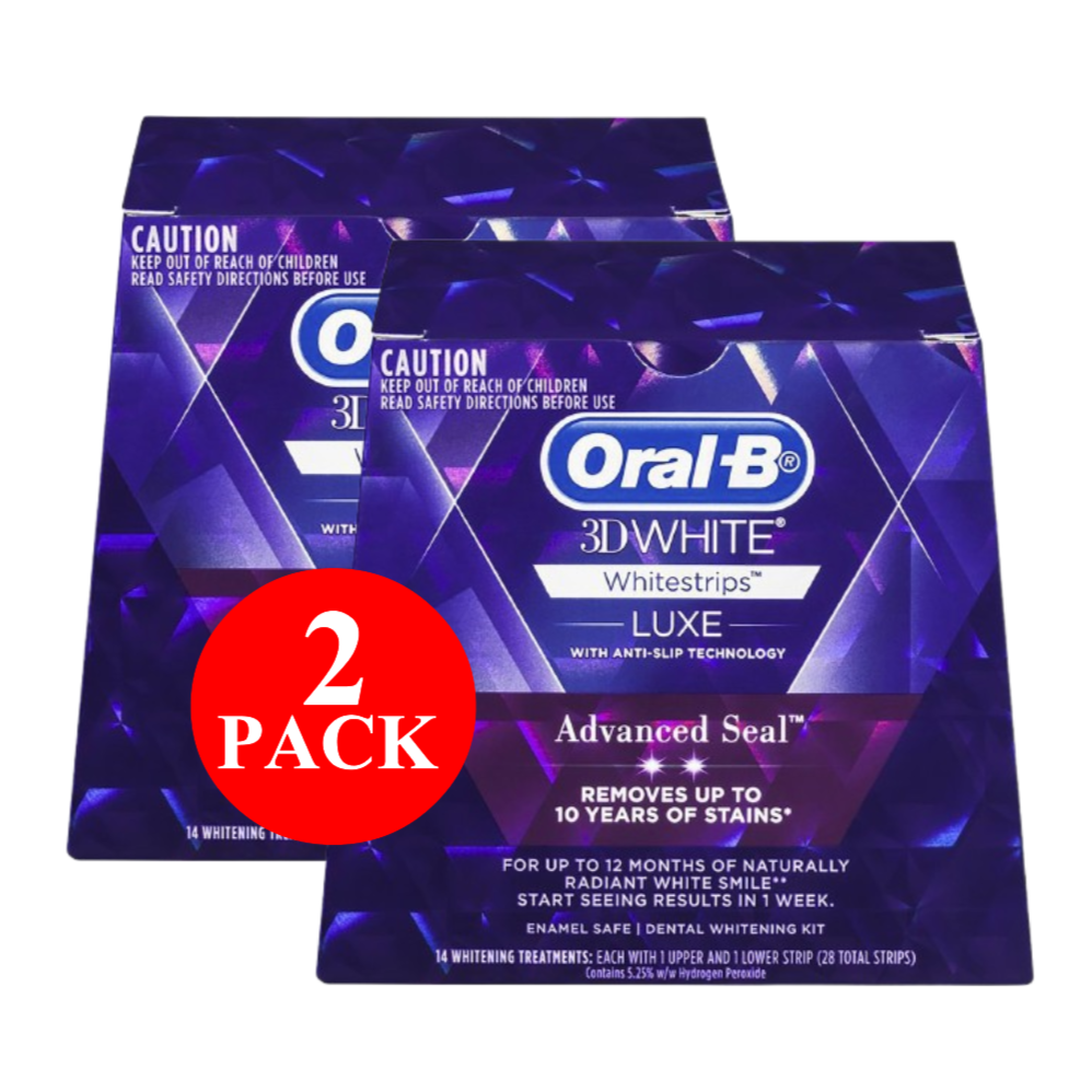 2 x Oral-B 3D White Luxe Advance Seal Teeth Whitening Whitestrips 14 Pack