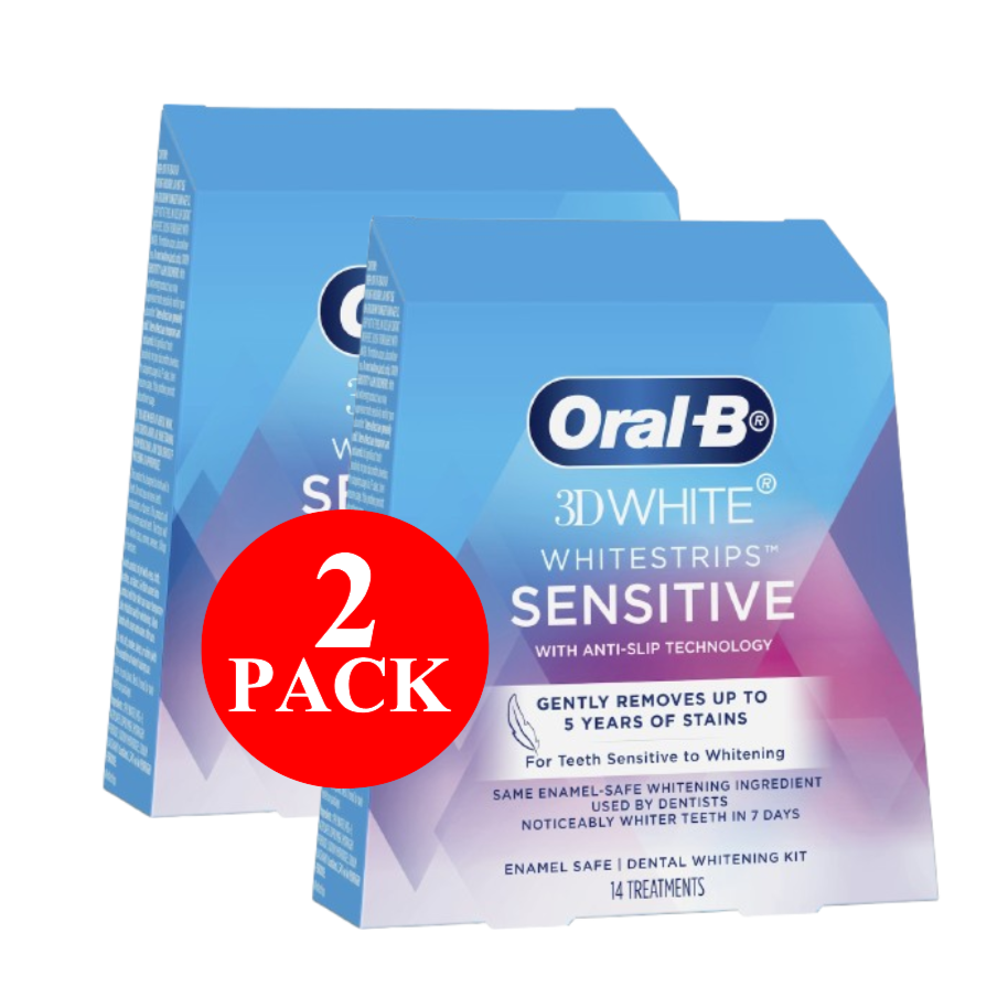 2 x Oral-B 3D White Whitestrips Sensitive Dental Whitening Kit 14 Pack