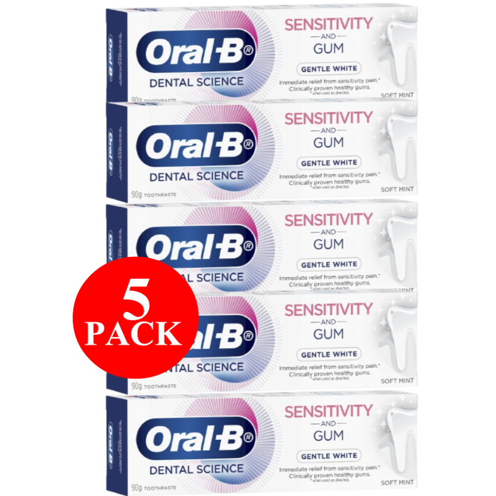 5 x Oral-B Sensitivity & Gum Gentle White Soft Mint Toothpaste 90g