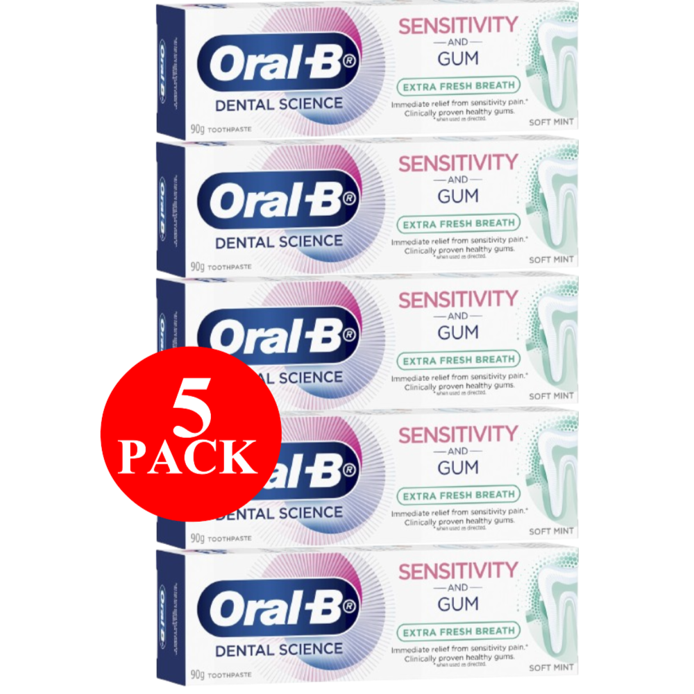 5 x Oral-B Sensitivity & Gum All Day Protection Mint Toothpaste 90g