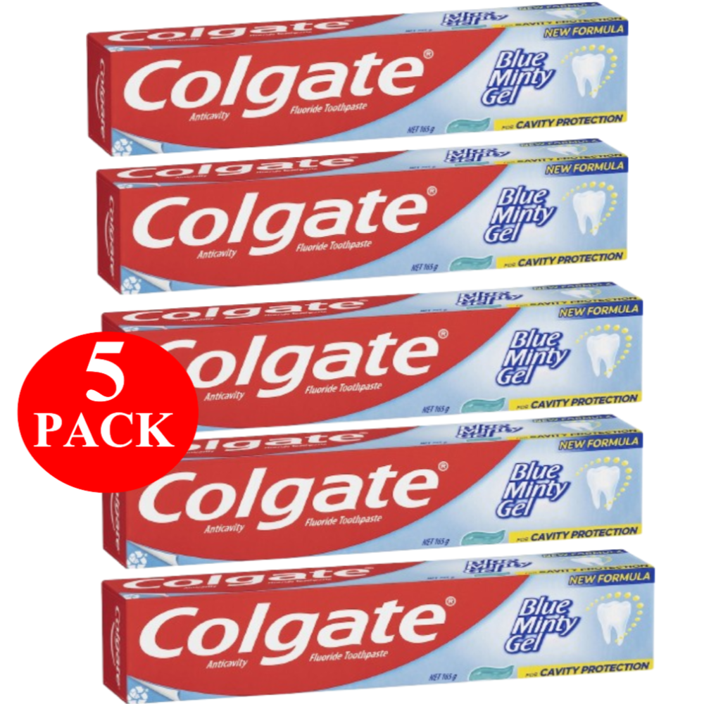 5 x Colgate Cavity Protection Toothpaste Blue Minty Gel For Cavity 165g