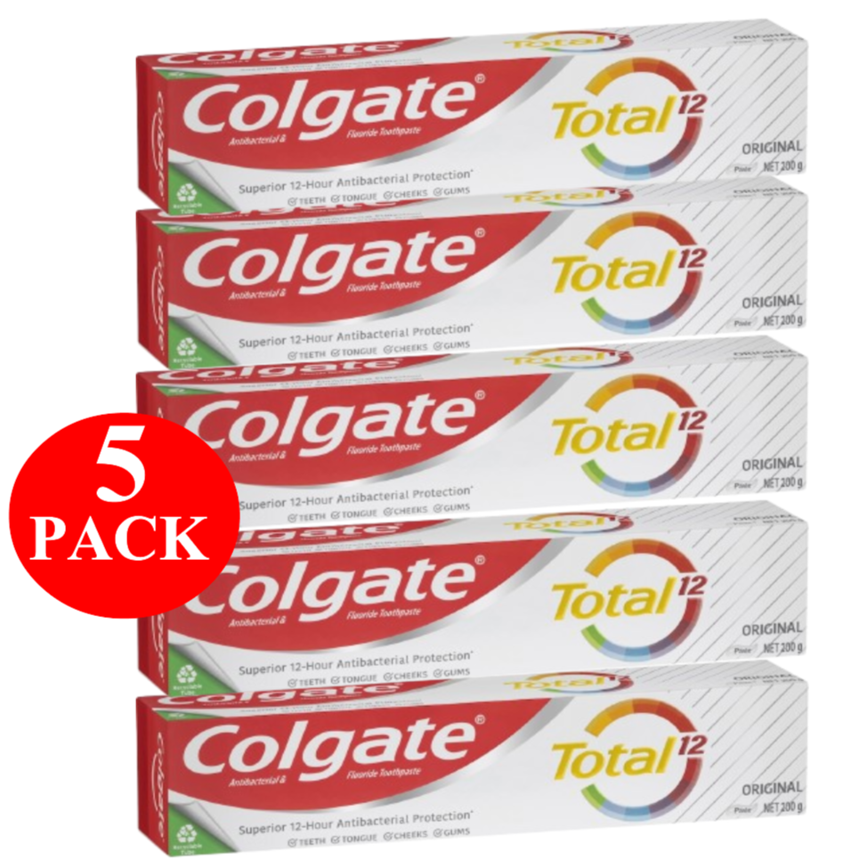 5 x Colgate Antibacterial Toothpaste Total Original 200g