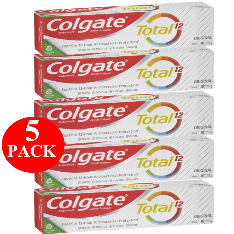 5 x Colgate Antibacterial Toothpaste Total Original 115g