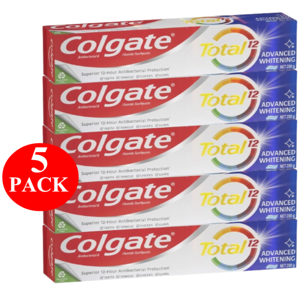 5 x Colgate Antibacterial Toothpaste Total Advanced Whitening 200g