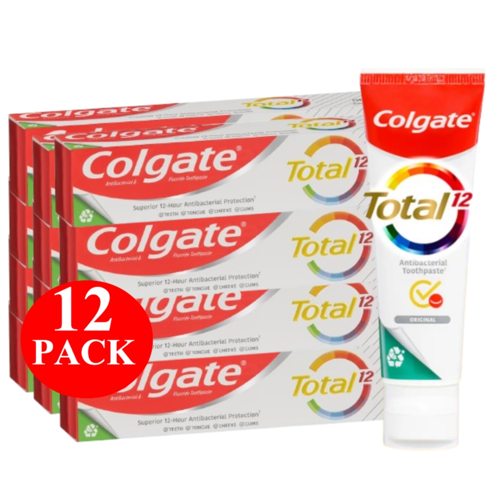 12 x Colgate Travel Toothpaste Total Antibacterial Original 40g