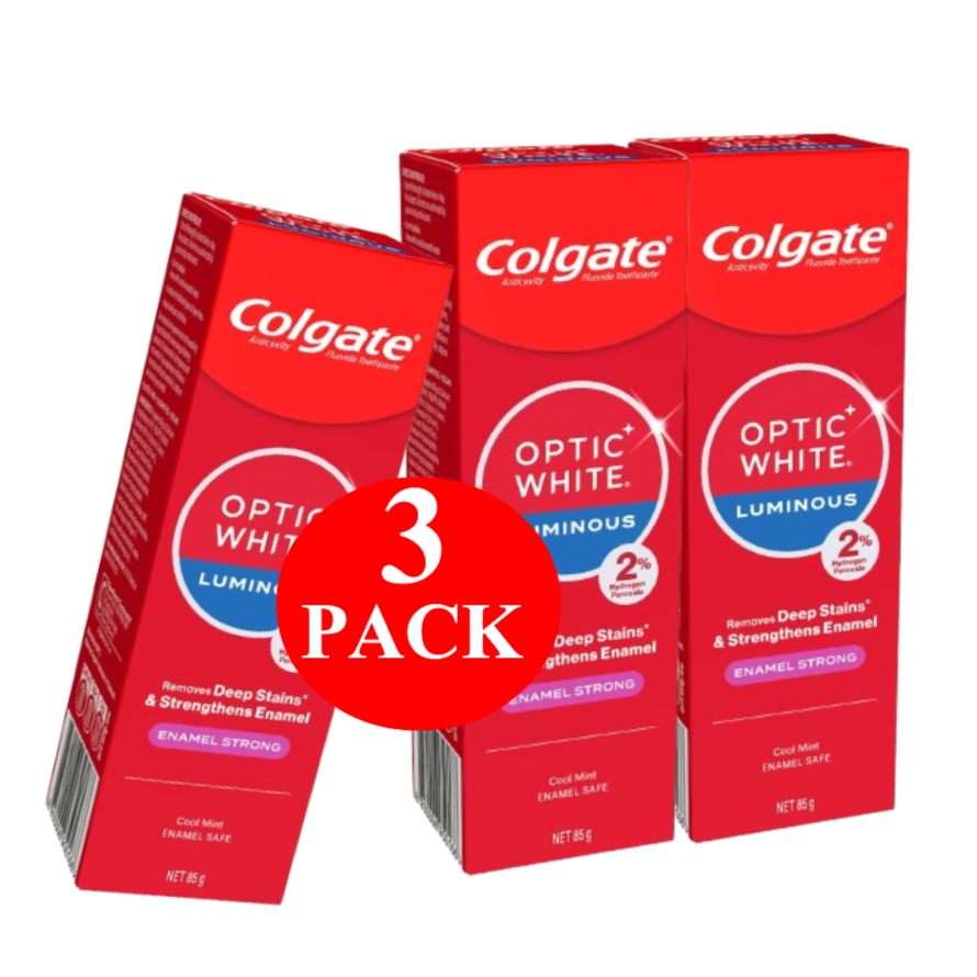 3 x Colgate Teeth Whitening Toothpaste Optic White Enamel Strong 85g