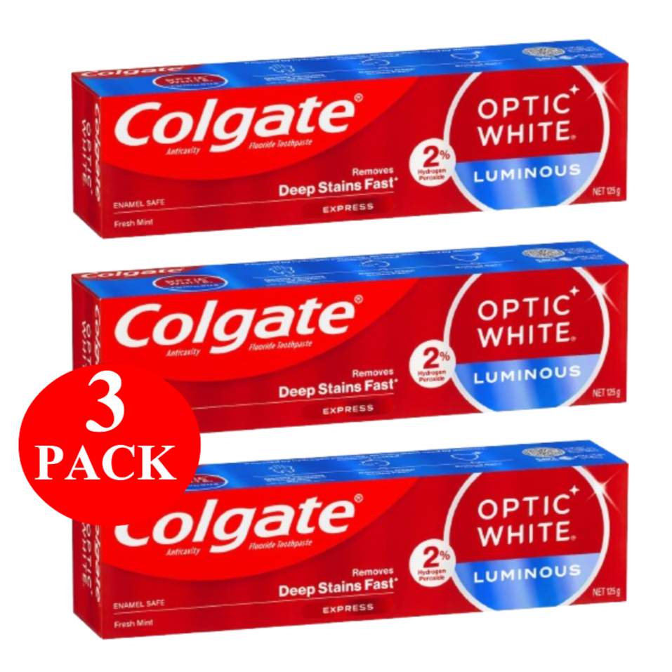 3 x Colgate Teeth Whitening Toothpaste Optic White Expert Express 125g