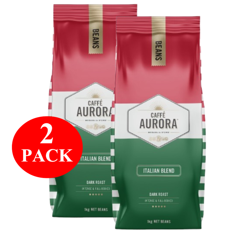 2 x Caffe Aurora Italian Blend Coffee Beans 1kg