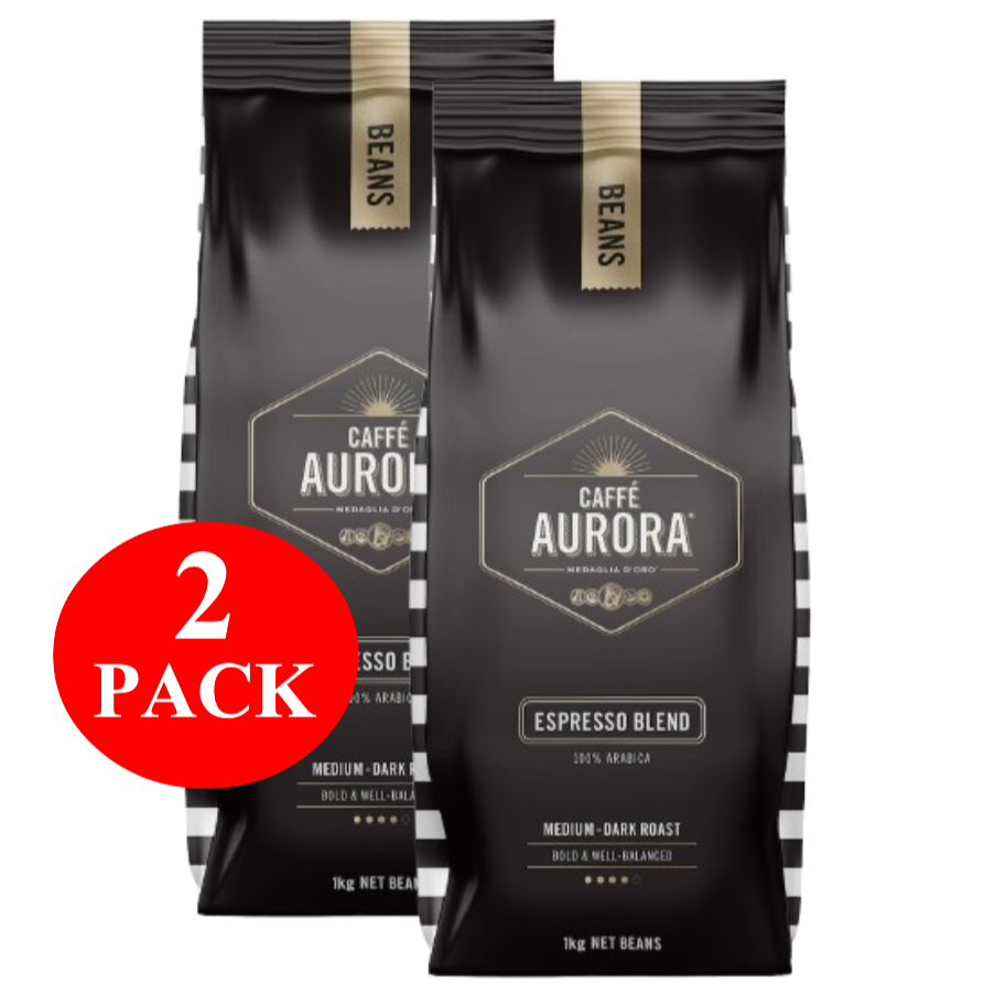 2 x Caffe Aurora Espresso Blend Coffee Beans 1kg