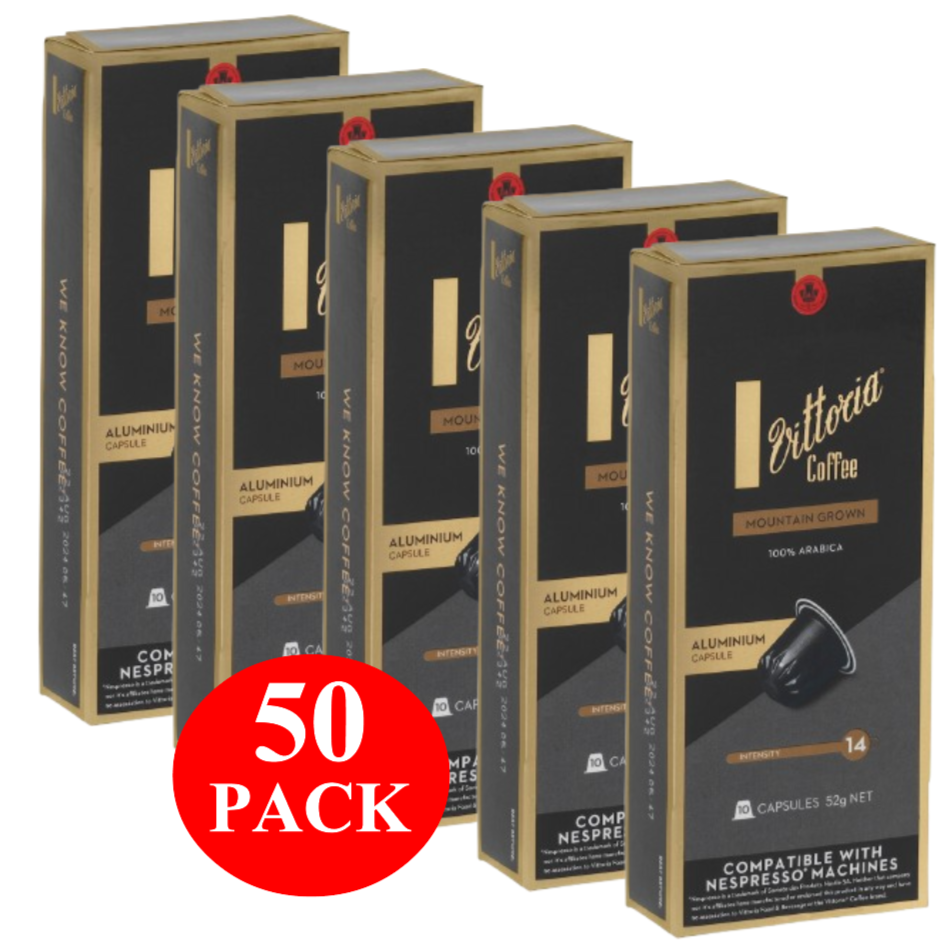 Vittoria Mountain Grown Nespresso Compatible Coffee Capsules 50 Pack