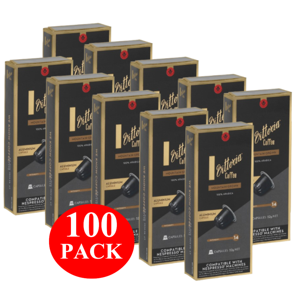 Vittoria Mountain Grown Nespresso Compatible Coffee Capsules 100 Pack