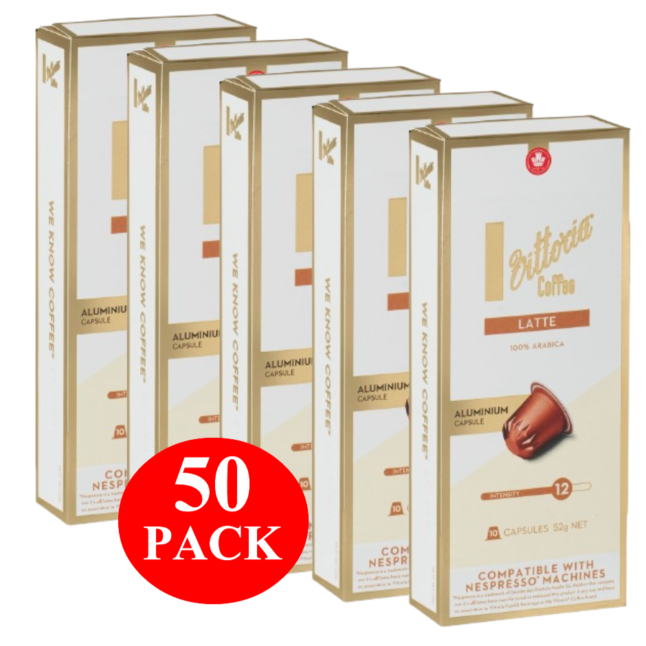 Vittoria Latte Nespresso Compatible Coffee Capsules 50 Pack