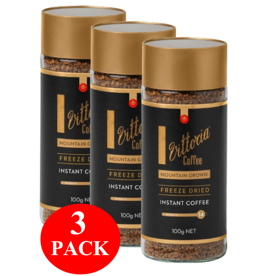 3 x Vittoria Freeze Dried Instant Coffee Mountain Grown 100g