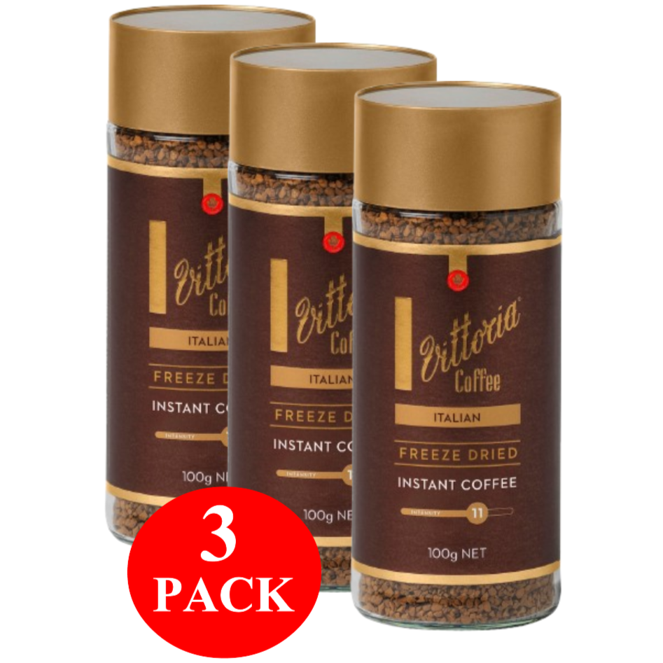 3 x Vittoria Freeze Dried Instant Coffee Italian 100g