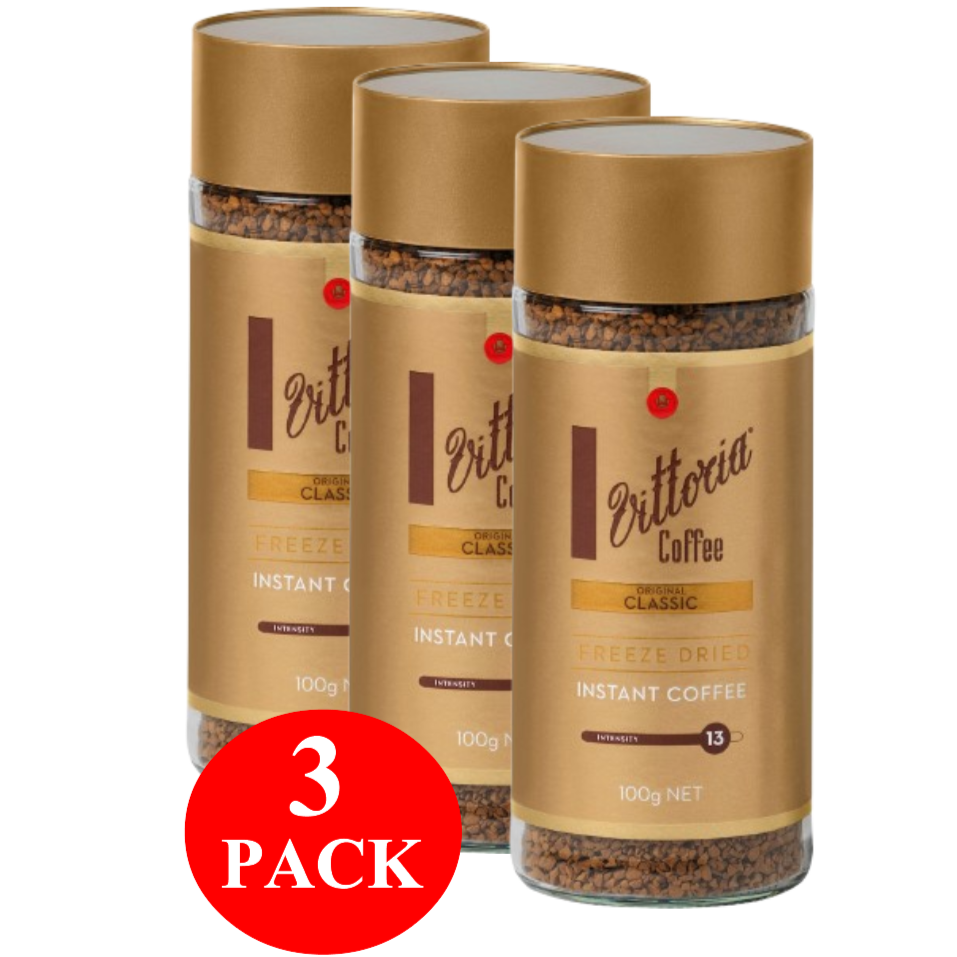 3 x Vittoria Freeze Dried Instant Coffee Classic 100g