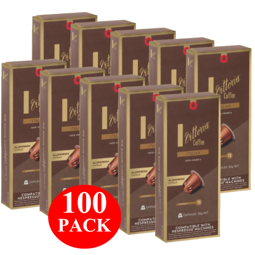 Vittoria Italian Nespresso Compatible Coffee Capsules 100 Pack