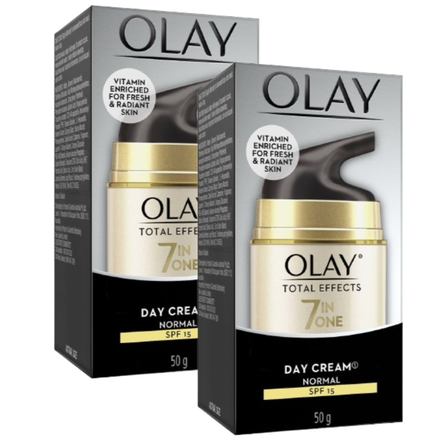 2 x Olay Total Effects Face Cream Moisturiser Normal Spf 15 50g