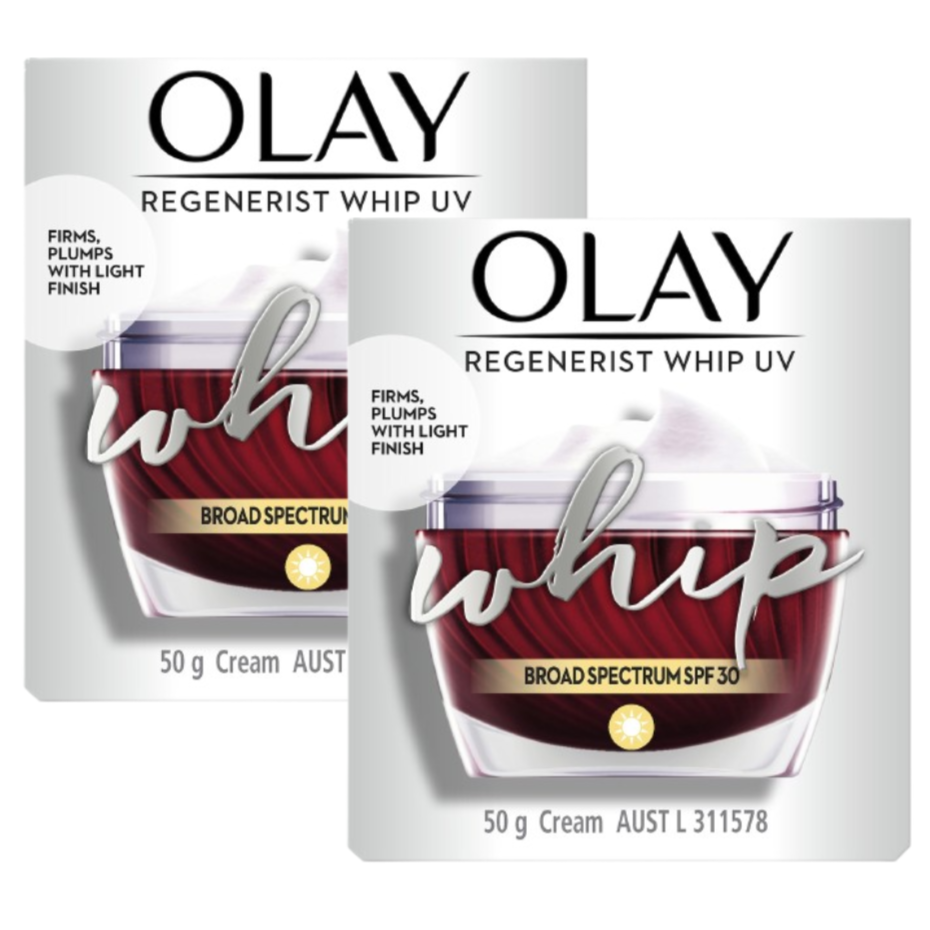 2 x Olay Regenerist Whips Face Cream Moisturiser Uv Spf 30 50g