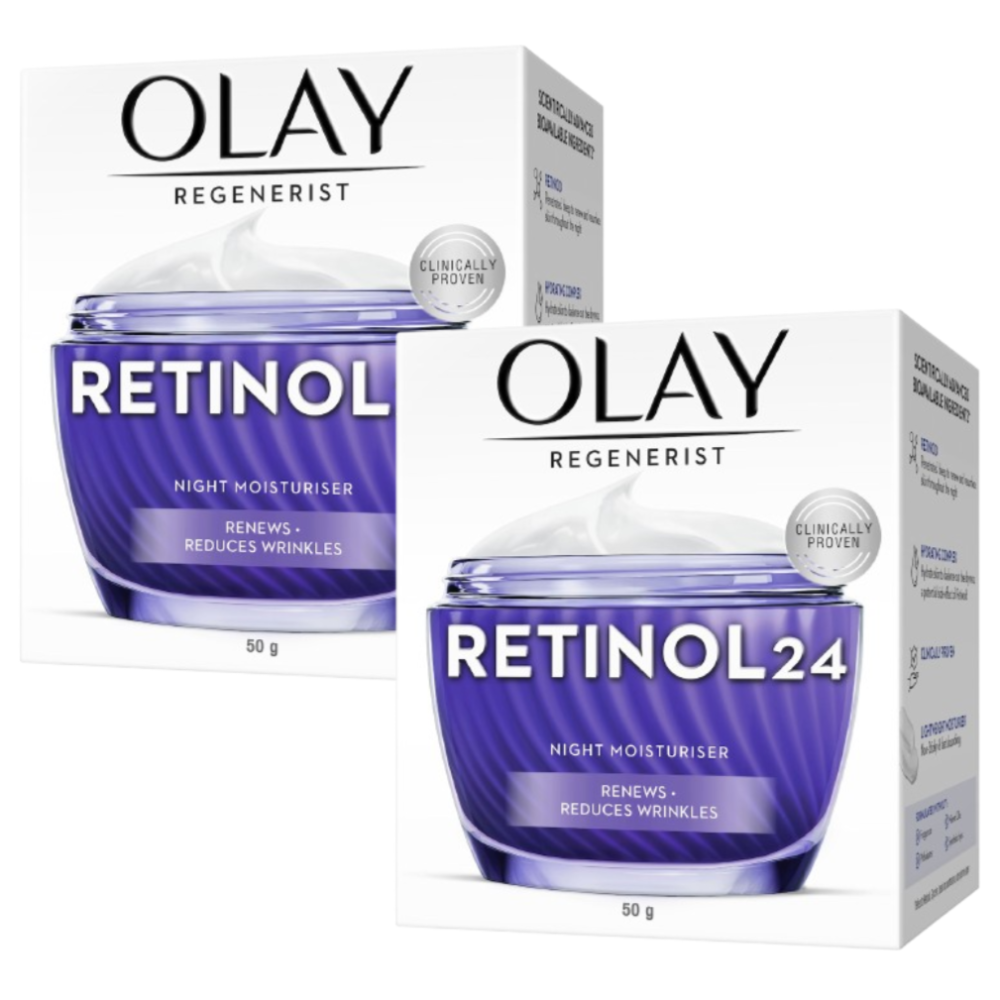 2 x Olay Regenerist Retinol 24 Night Moisturiser Face Cream 50g