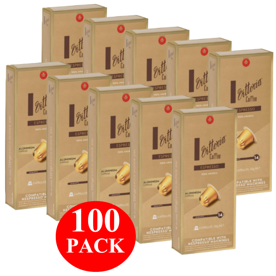 Vittoria Espresso Nespresso Compatible Coffee Capsules 100 Pack