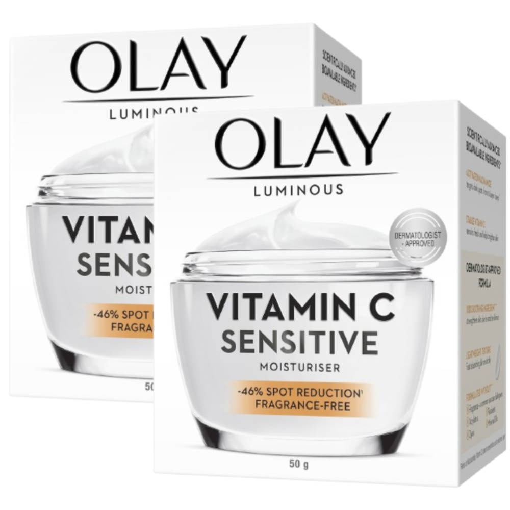 2 x Olay Luminous Vitamin C Moisturiser Sensitive 50g