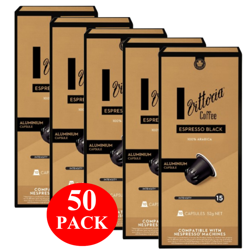 Vittoria Espresso Black Coffee Capsules 50 Pack