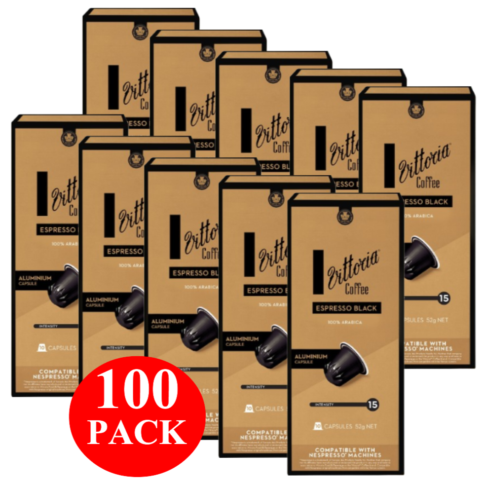 Vittoria Espresso Black Coffee Capsules 100 Pack