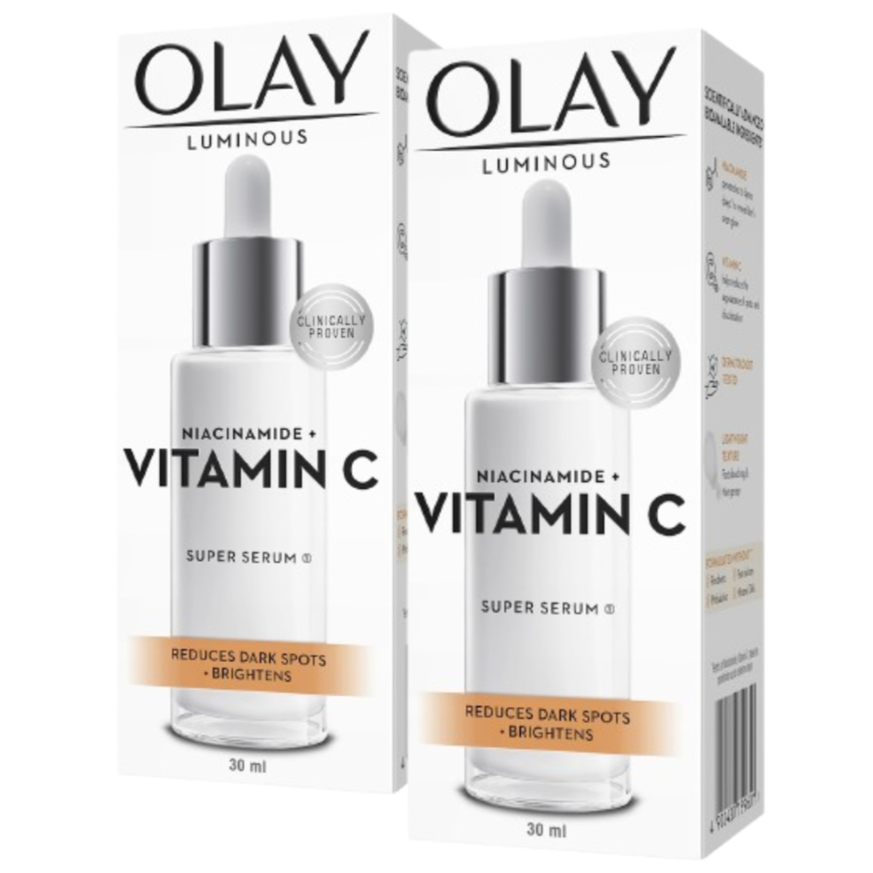 2 x Olay Luminous Niacinamide + Vitamin C Super Face Serum 30ml