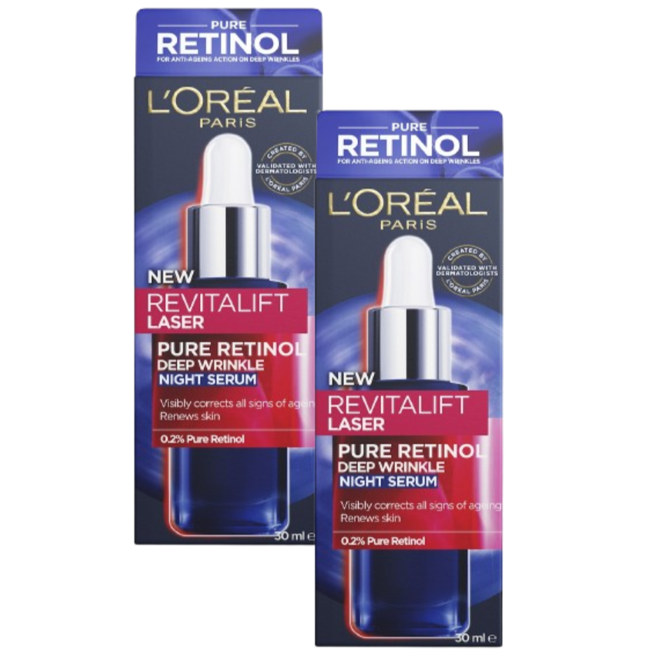 2 x L'oreal Paris Revitalift Laser Pure Retinol Night Serum 30ml