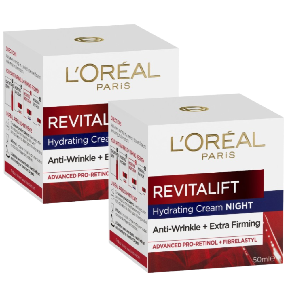 2 x L'oreal Paris Revitalift Hydrating Night Cream 50ml