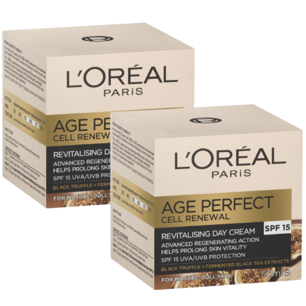 2 x L'oreal Paris Age Perfect Cell Renewal Day Cream Spf15 50ml