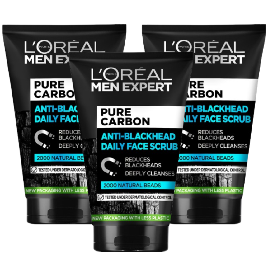 3 x L'oreal Men Expert Pure Charcoal Scrub 100ml