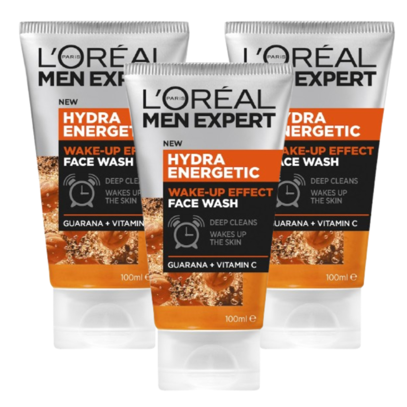 3 x L'oreal Men Expert Hydra Energetic Face Wash 100ml