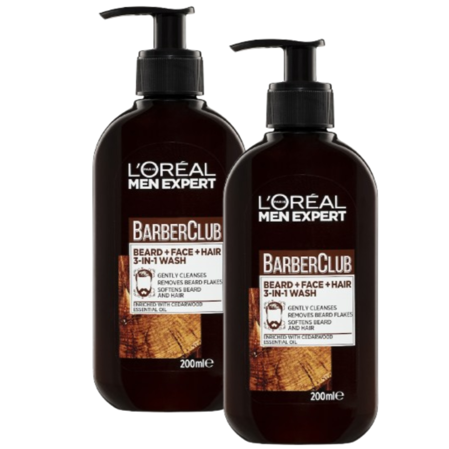 2 x L'oreal Men Expert Barber Club 3-in-1 Wash 200ml