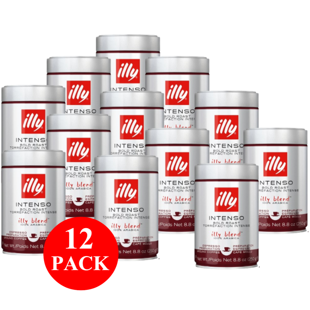 12 x illy Intenso Espresso Ground Coffee 250g