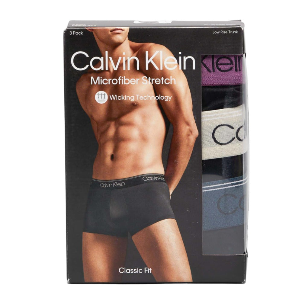 Calvin Klein Mens Micro Stretch Low Rise Trunk 3 Pack - Black