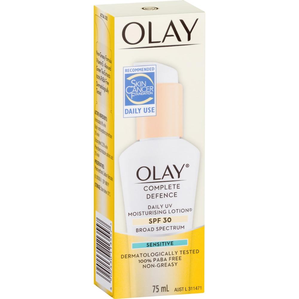 2 x Olay Moisturising Lotion Complete Defence Sensitive Spf30 75ml