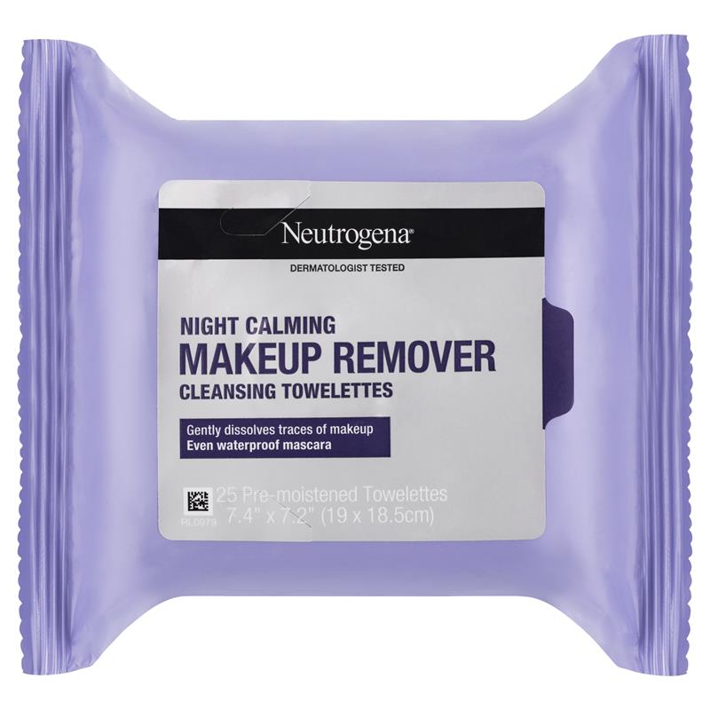 10 x Neutrogena Night Calming Makeup Remover Cleansing Towelettes Wipes 25 Pack