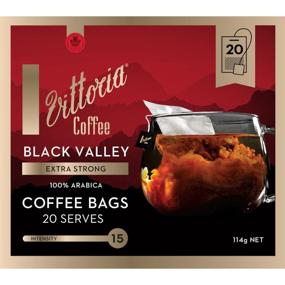 Vittoria Black Valley Coffee Bags Extra Strong 60 Pack