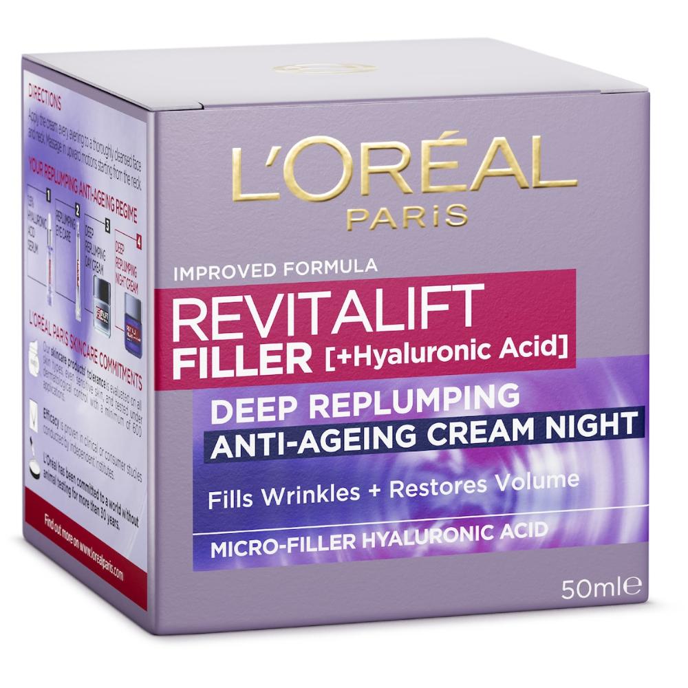 2 x L'oreal Paris Revitalift Filler Night Cream 50ml