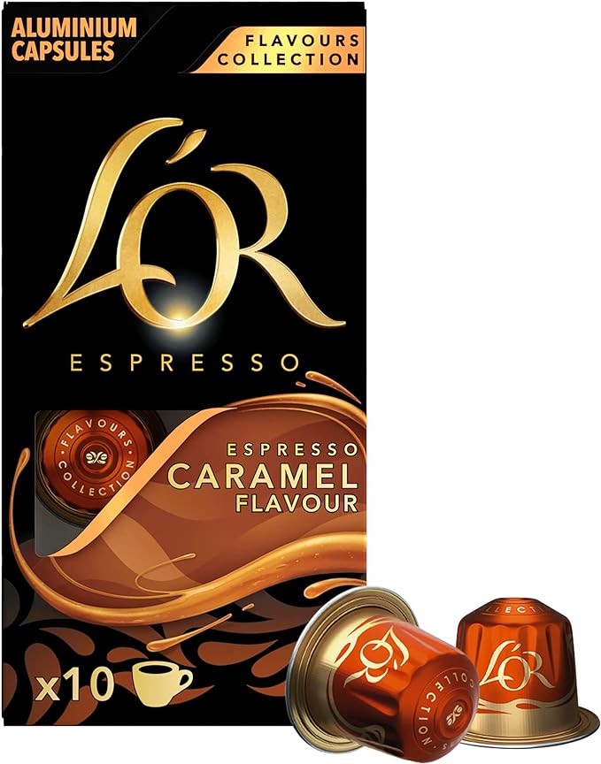 L'OR Espresso Caramel Coffee - 100 Aluminium Capsules Compatible with Nespresso Machines (10x10 Pods Pack)