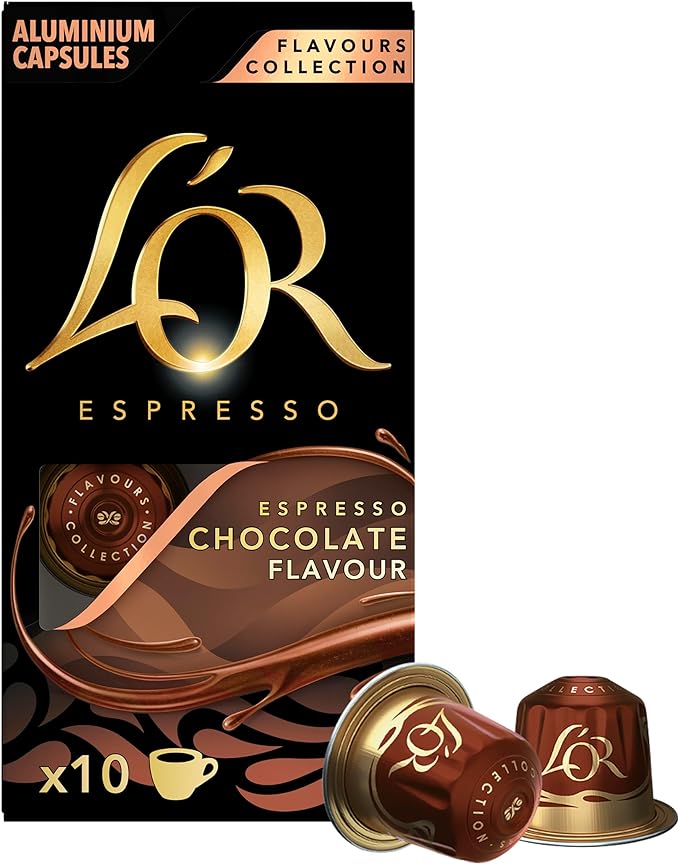 L'OR Espresso Chocolate Coffee - 100 Aluminium Capsules Compatible with Nespresso Machines (10x10 Pods Pack)