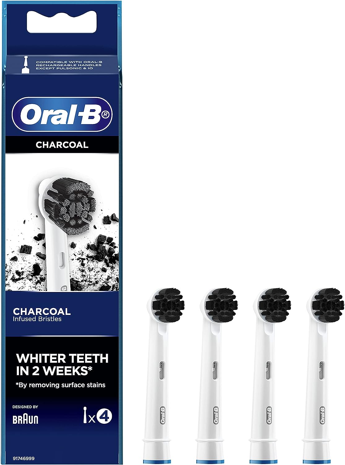 Oral B Power Toothbrush Charcoal Refills 4 Pack