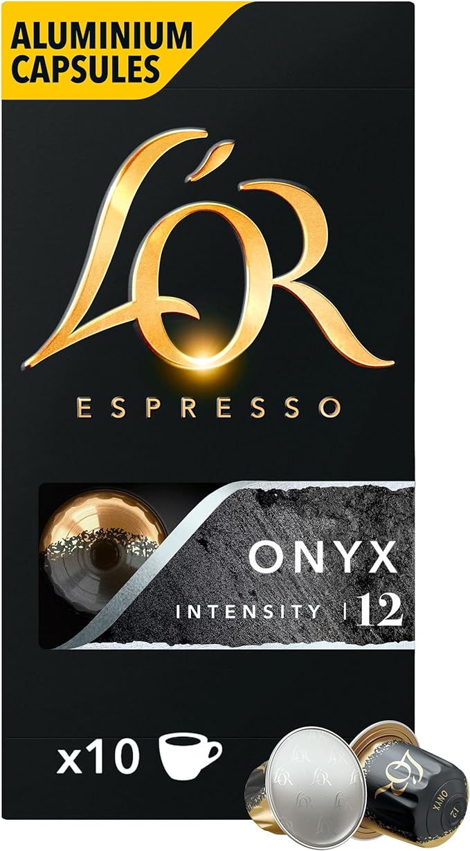 L'OR Espresso Coffee Onyx - Intensity 12 - 100 Aluminium Capsules Compatible with Nespresso Machines (10x10 Pods Pack)