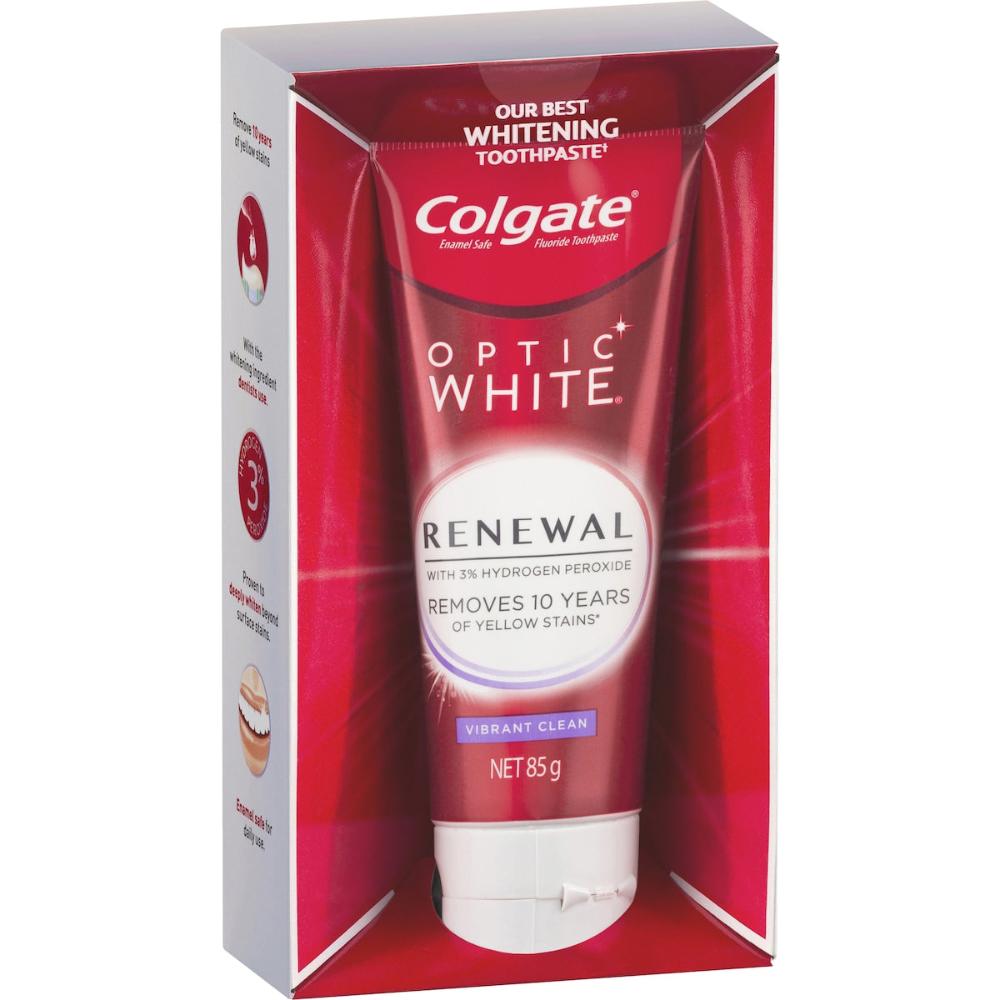 3 x Colgate Teeth Whitening Toothpaste Optic White Renewal Vibrant 85g