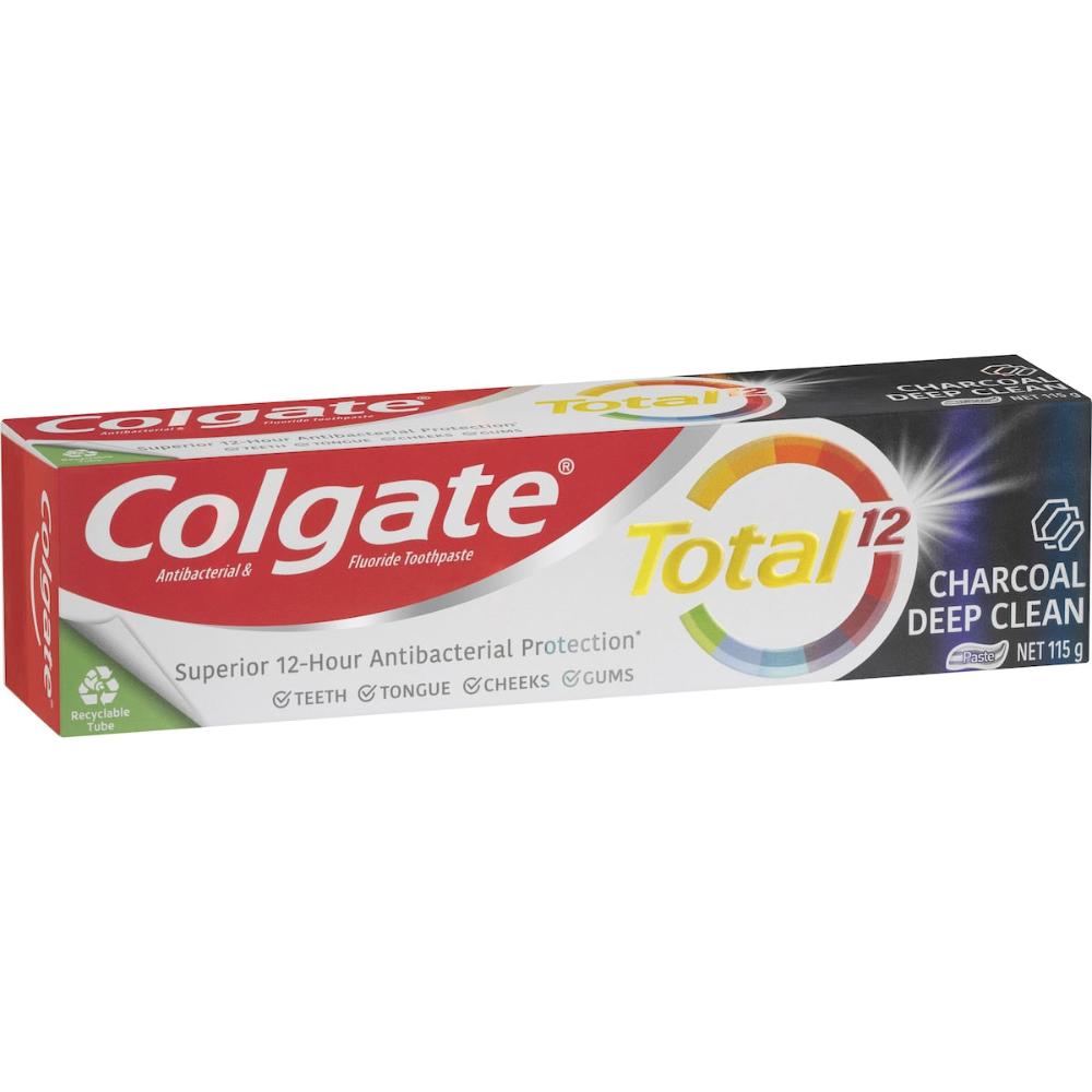 5 x Colgate Antibacterial Toothpaste Total Charcoal Deep Clean 115g